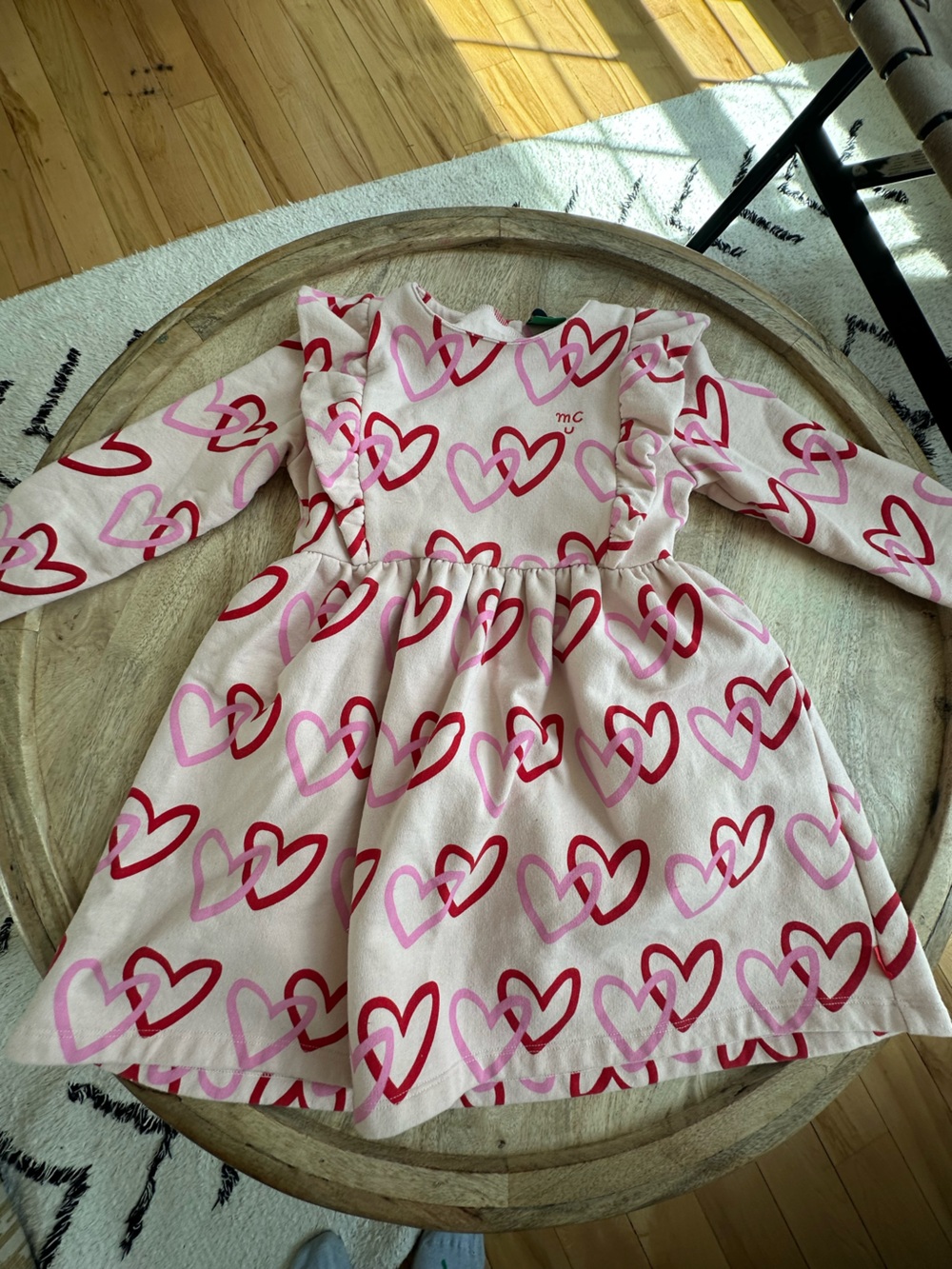 “Mon Coeur” Pink Heart Long Sleeve Dress | Playful Boutique Girls Dress size 6